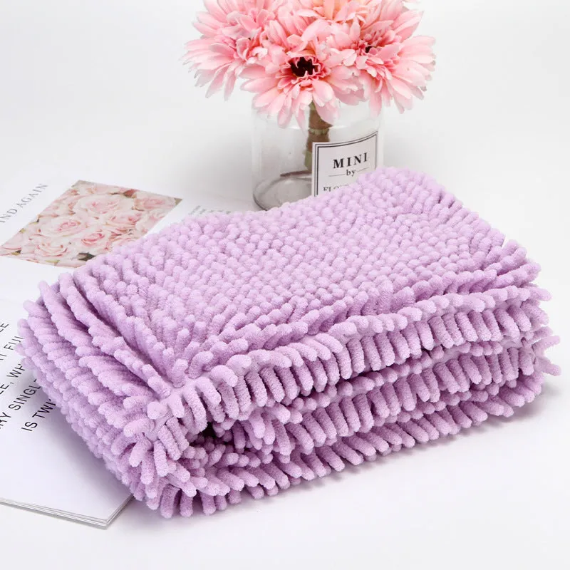Pet chenille extra size quick-drying absorbent towel in multiple colours for dogs and cats