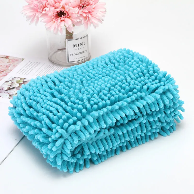Pet chenille extra size quick-drying absorbent towel in multiple colours for dogs and cats