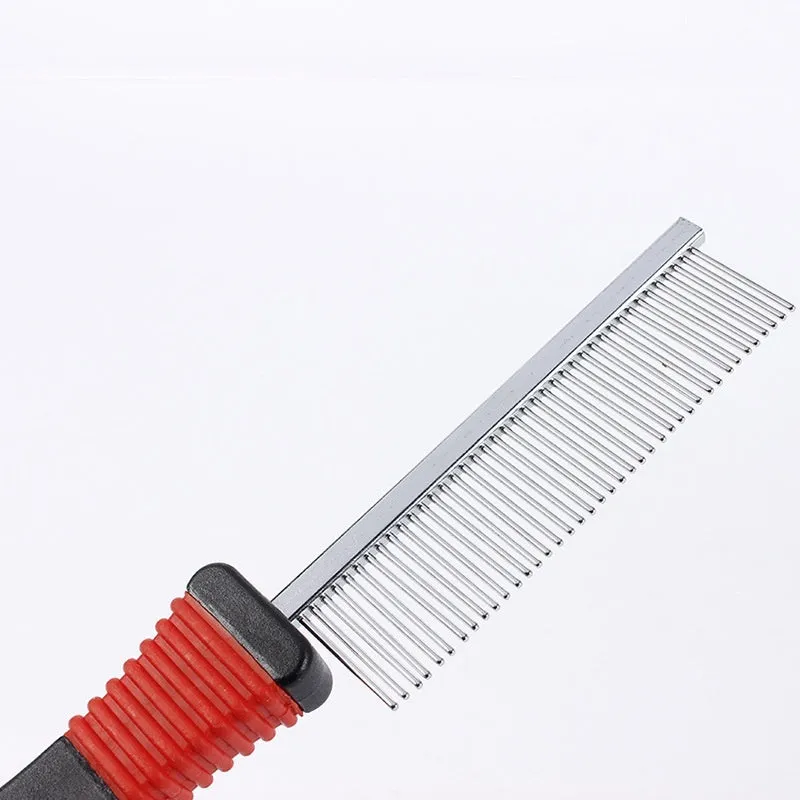 Pet open knot double row density comb with stainless steel needles for dog grooming and massage