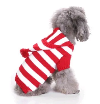 Pet Christmas sweater knit turtleneck dog sweater in red polyester for winter