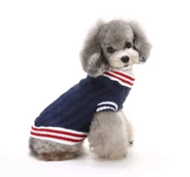 Pet Christmas sweater knit turtleneck dog sweater in red polyester for winter