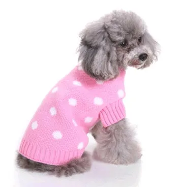 Pet Christmas sweater knit turtleneck dog sweater in red polyester for winter