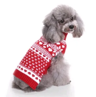Pet Christmas sweater knit turtleneck dog sweater in red polyester for winter
