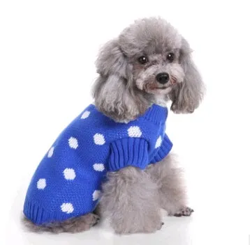 Pet Christmas sweater knit turtleneck dog sweater in red polyester for winter