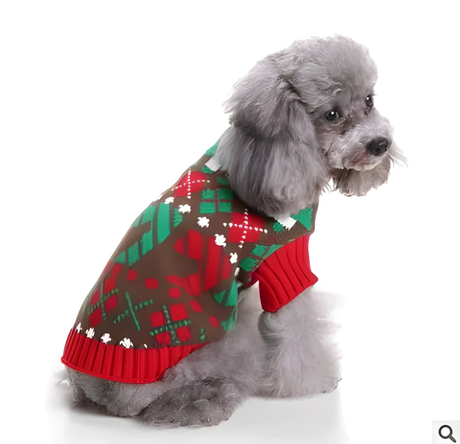 Pet Christmas sweater knit turtleneck dog sweater in red polyester for winter