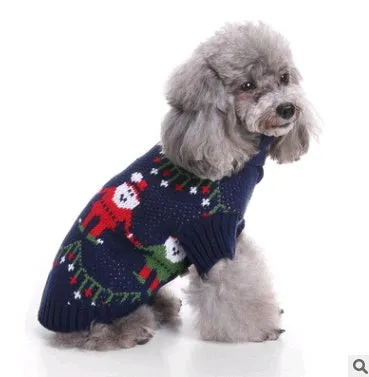 Pet Christmas sweater knit turtleneck dog sweater in red polyester for winter