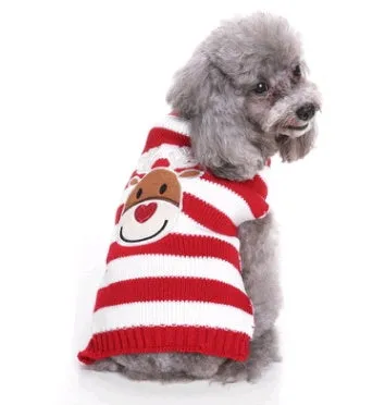 Pet Christmas sweater knit turtleneck dog sweater in red polyester for winter