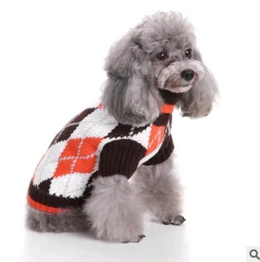 Pet Christmas sweater knit turtleneck dog sweater in red polyester for winter