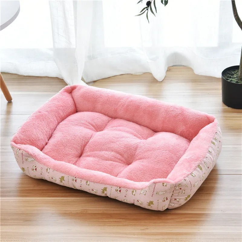 Large pet nest bed in beige leopard with short plush fabric and raised rim for dogs