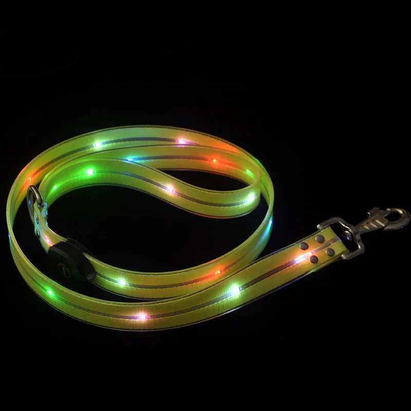 Fluorescent PVC dog leash and collar set in bright colours for pet walking