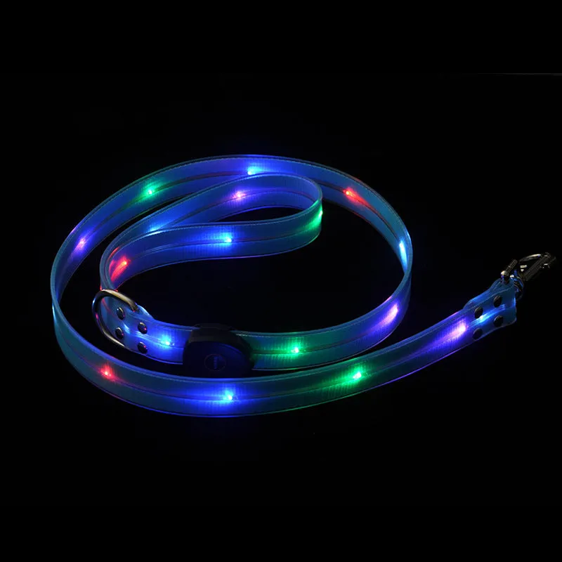 Fluorescent PVC dog leash and collar set in bright colours for pet walking