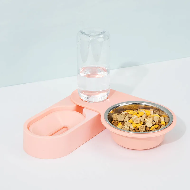 Rotatable cat water bowl in grey made from PET and HIPD materials, placed in corner position