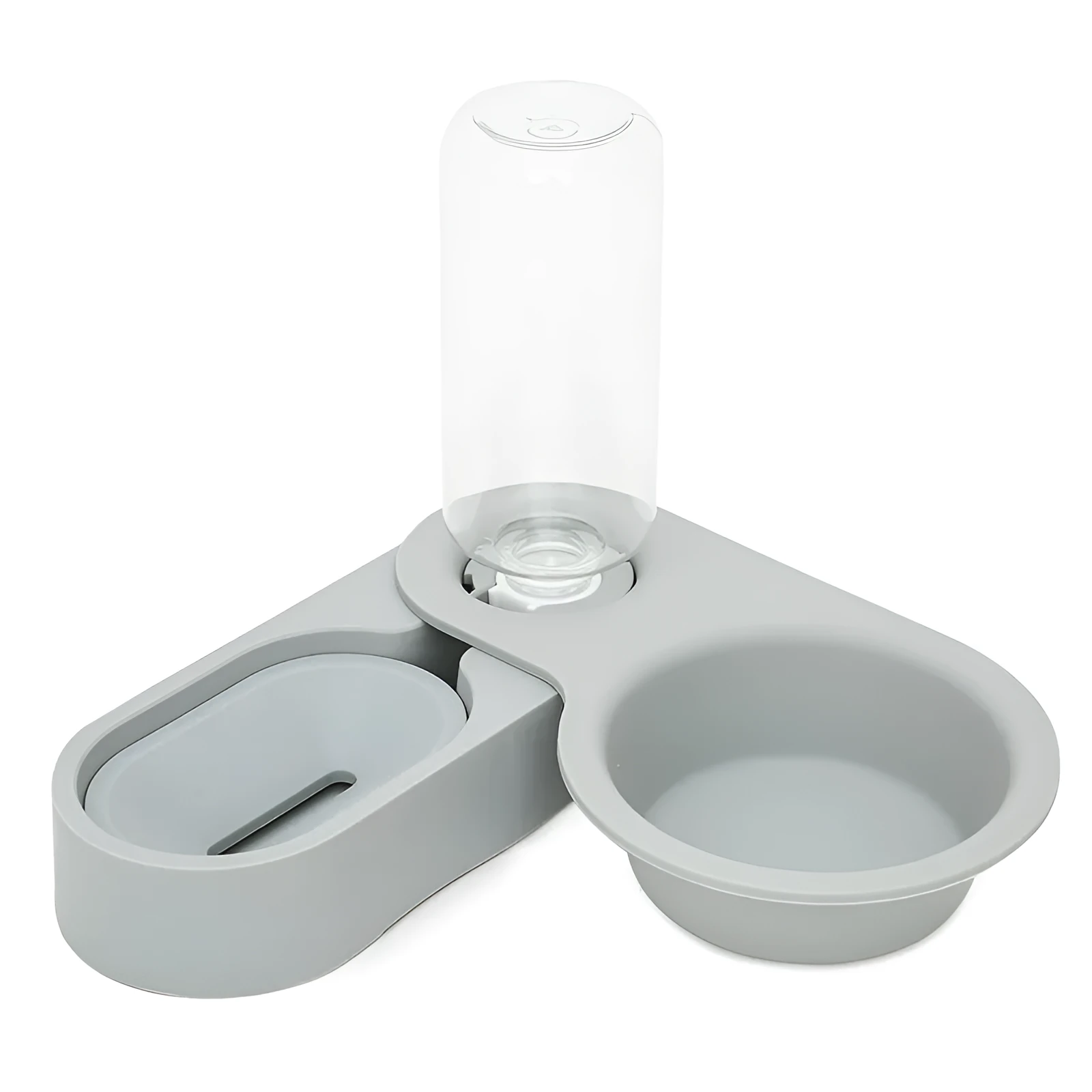 Rotatable cat water bowl in grey made from PET and HIPD materials, placed in corner position
