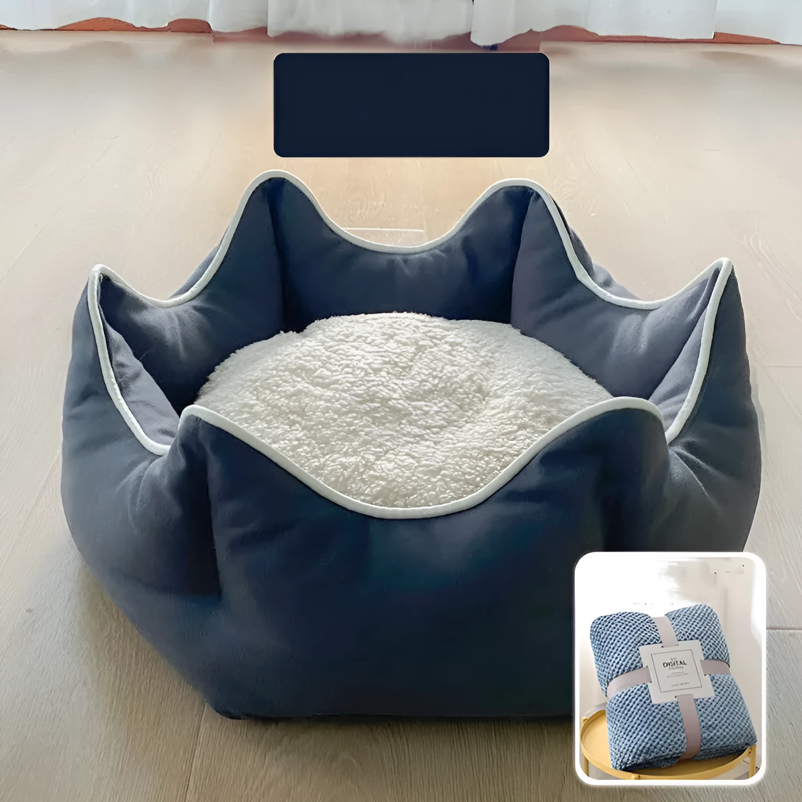 Warm cat litter cat bed removable washable princess house with cotton fill, mint green colour, for indoor cats up to 15 catties