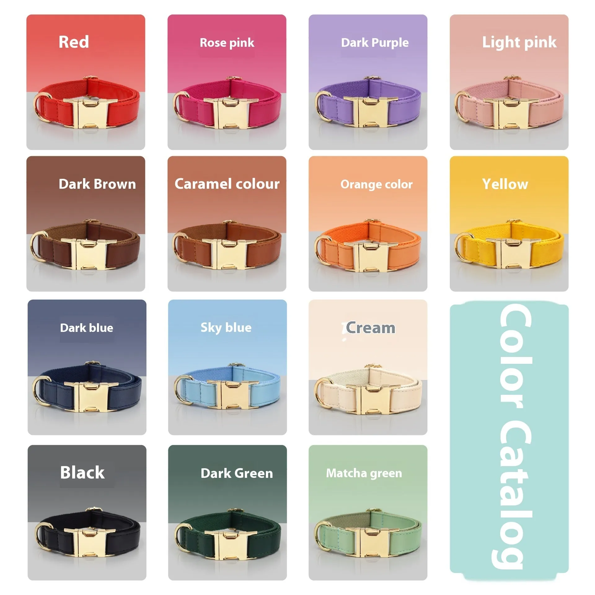 Leather dog collar with velvet texture section in colour block design, shown on a buckle.