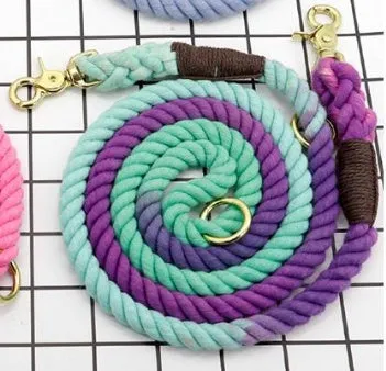 Multi-colour soft cotton dog leash length 150cm width 1.5cm for walking training small medium large dogs blue orange pink