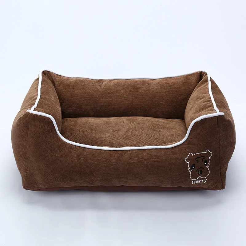 Bite resistant corduroy dog kennel in Blue colour, size XL, with dimensions 70 x 53 x 20 cm