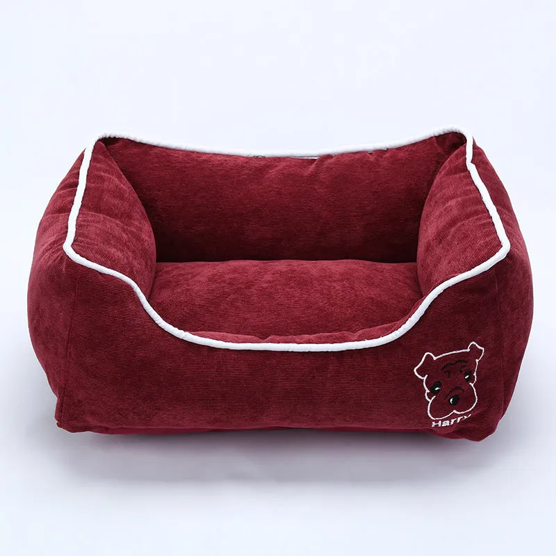 Bite resistant corduroy dog kennel in Blue colour, size XL, with dimensions 70 x 53 x 20 cm