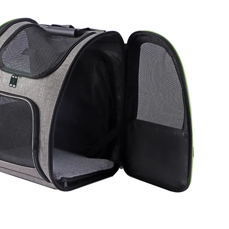 Outdoor portable backpack pet carrier in gray Oxford cloth with steel wire frame 35x28x42cm
