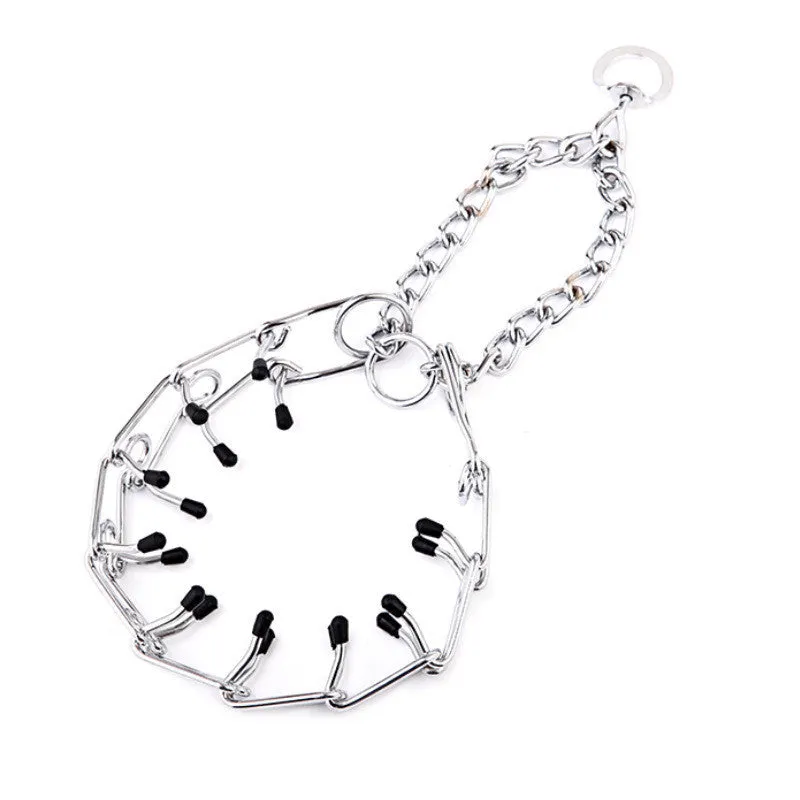 Dog training collar chain with protective sleeve and lead, Q195 iron, adjustable size