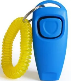 Multifunctional 2-in-1 dog training clicker and whistle in black, PC material, 7.5cm length