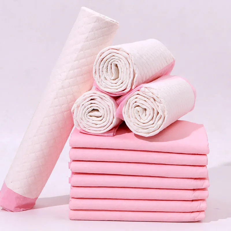 Pack of disposable pet urine pads showing different sizes and the bamboo charcoal deodorising model.