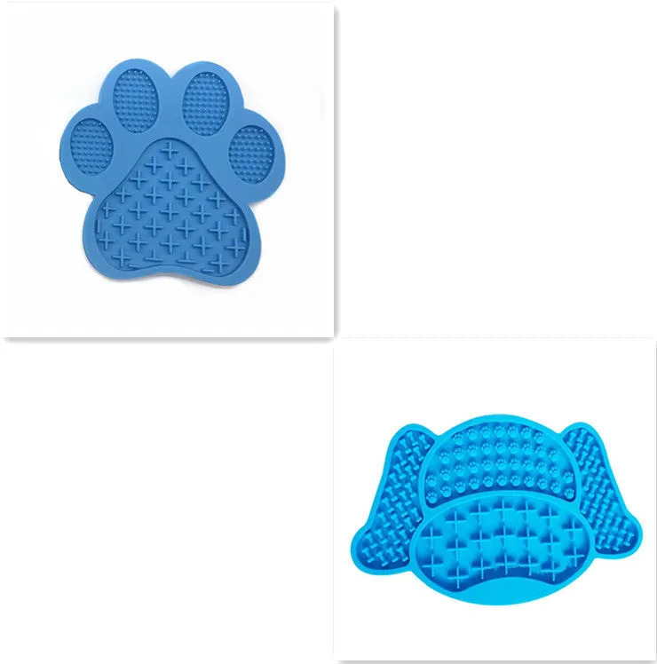 Silicone dog lick pad in red, 22 x 14.5 cm, with textured surface for slow feeding and anxiety relief
