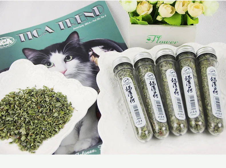 Single 45ml mint flavour catnip leaf snack in natural hand-picked catnip leaves