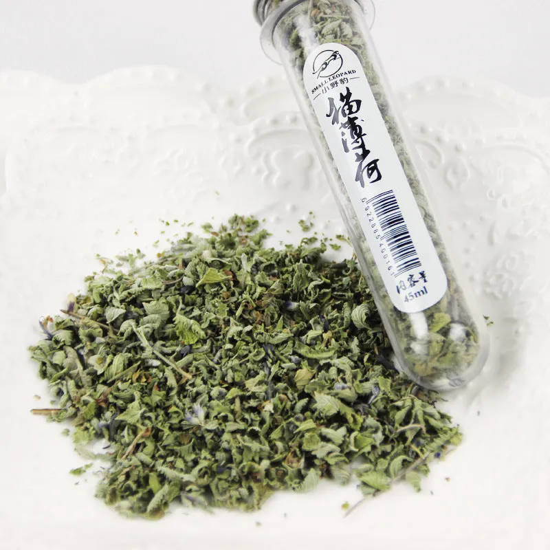 Single 45ml mint flavour catnip leaf snack in natural hand-picked catnip leaves