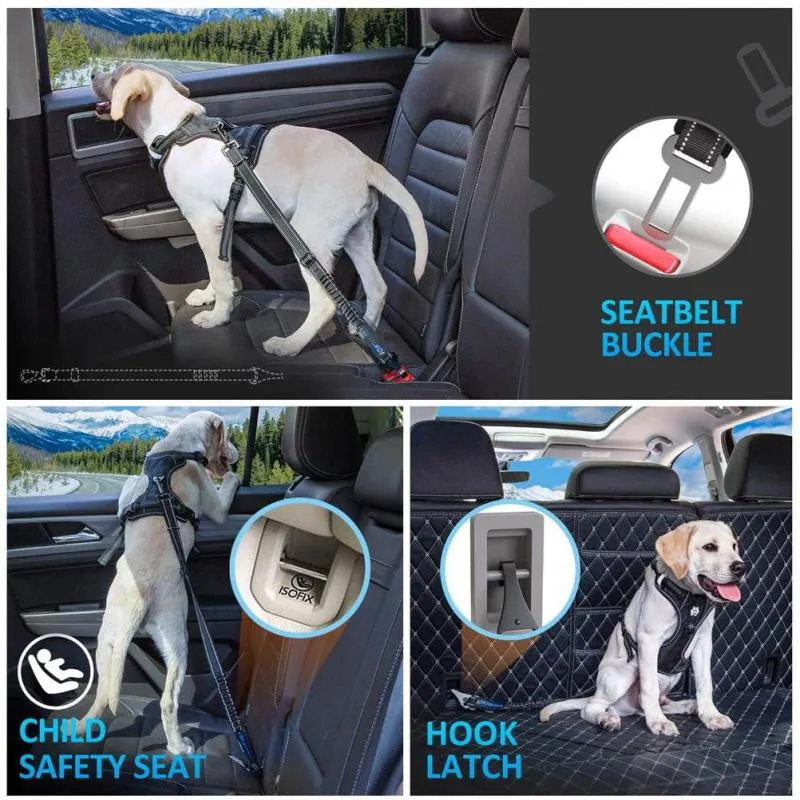 Pet multifunctional car reflective elastic seat belt nylon adjustable 54-90cm width 2.5cm