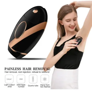 Black beauty laser hair removal machine with IPL technology, ABS body, 14 cm length, for home use on legs and face