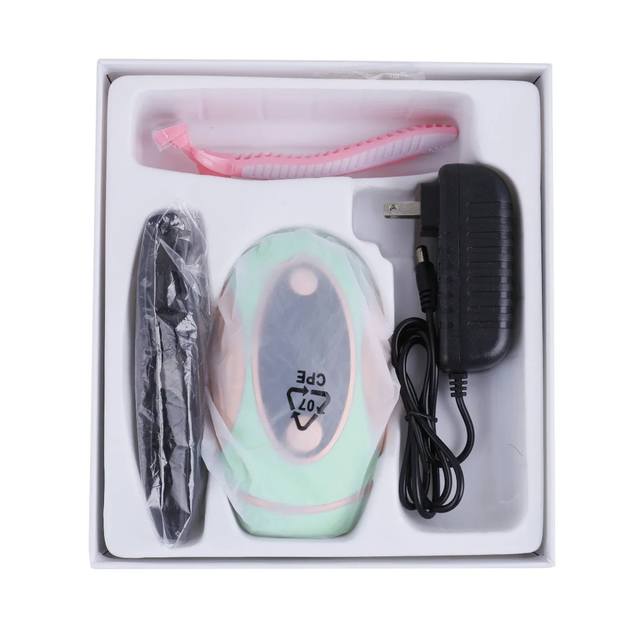 Black beauty laser hair removal machine with IPL technology, ABS body, 14 cm length, for home use on legs and face