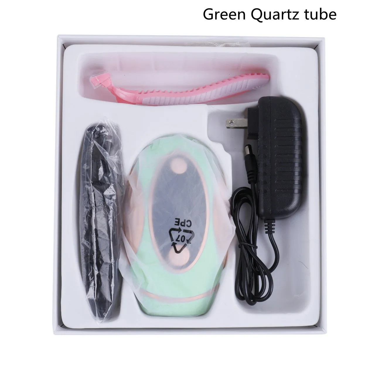 Black beauty laser hair removal machine with IPL technology, ABS body, 14 cm length, for home use on legs and face
