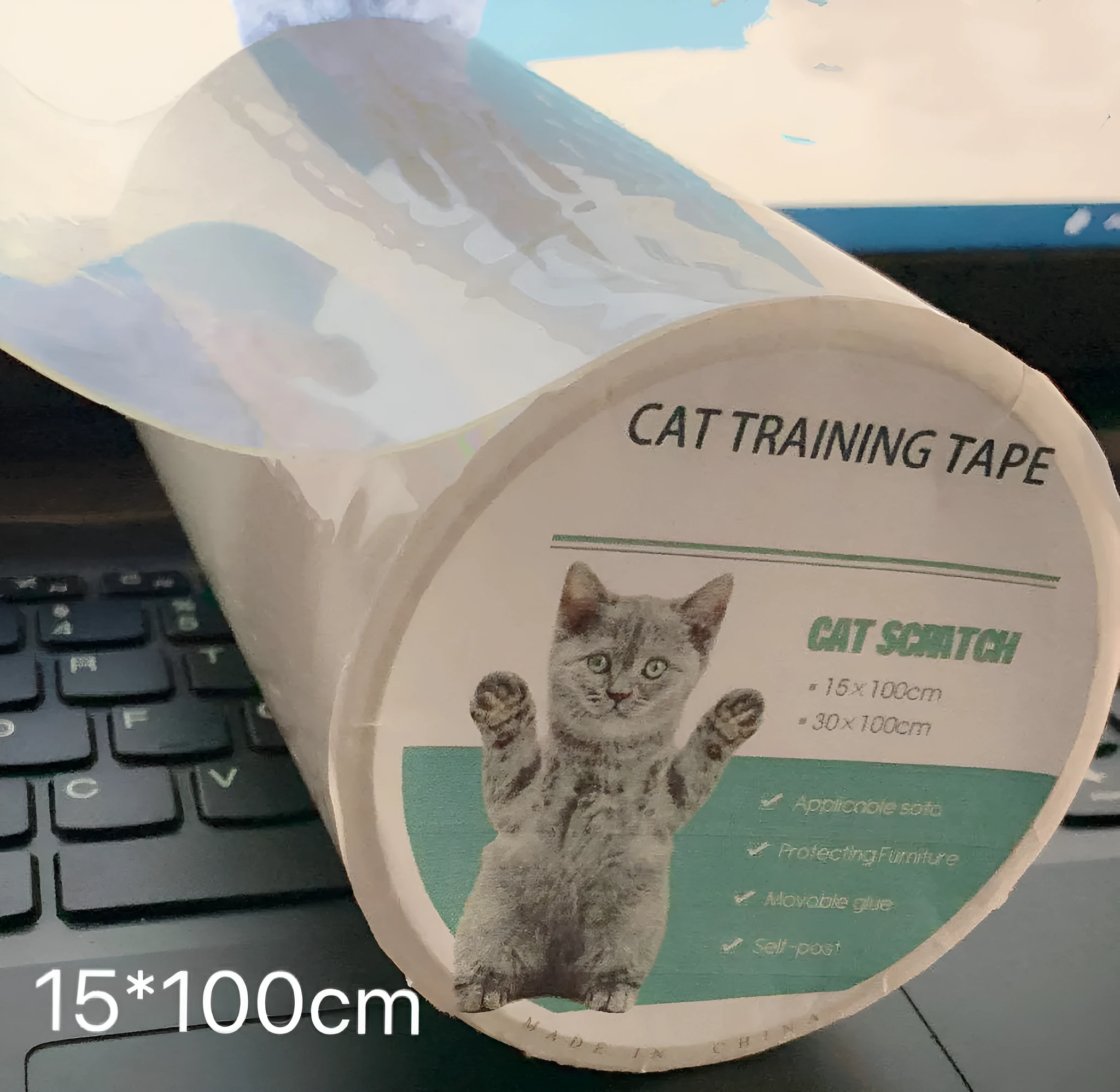Transparent bucket cat scratch stickers PVC protective film 15x100cm and 30x100cm sizes