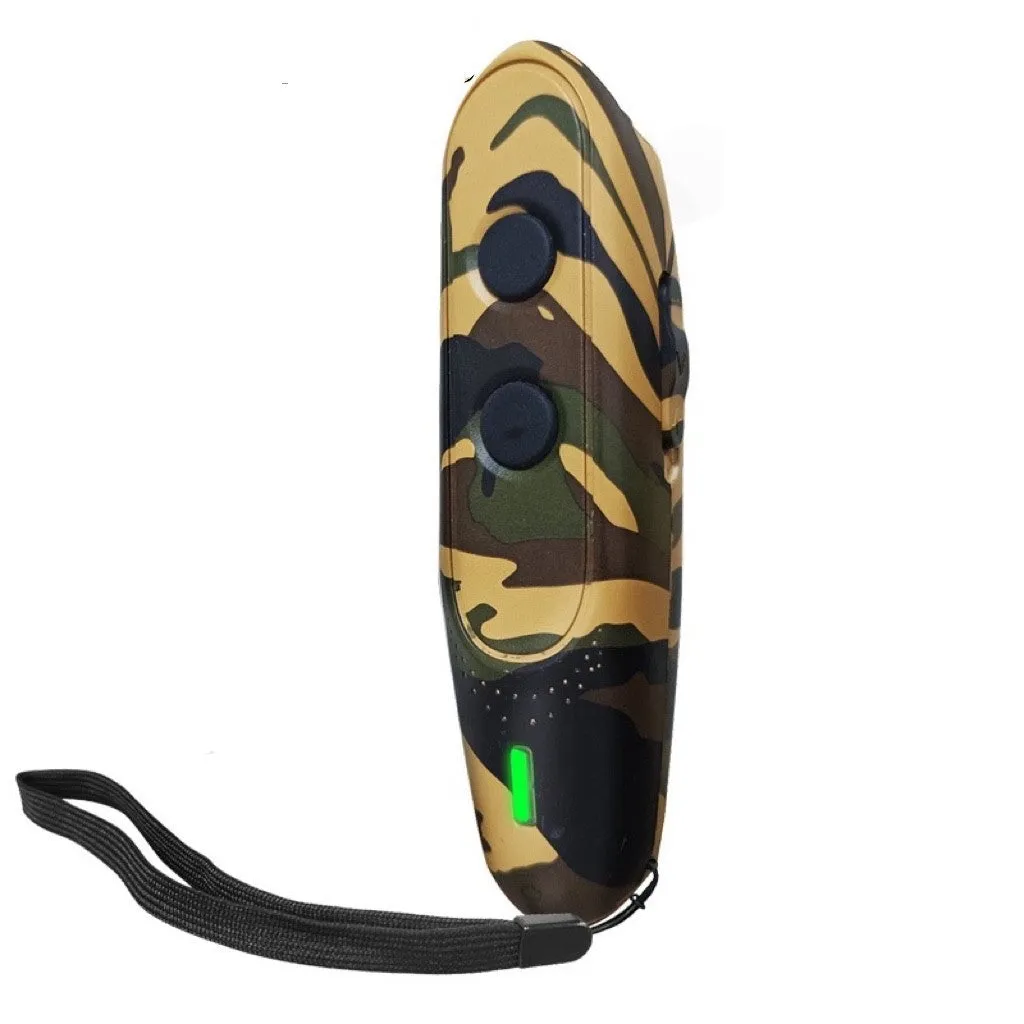 High power portable dog repellent in army green with textured grip for outdoor use