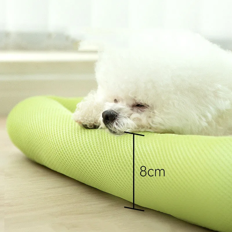 Pet dog cooler sandwich enclosure mat in Oxford cloth with print design, size L, colour avocado green, on floor