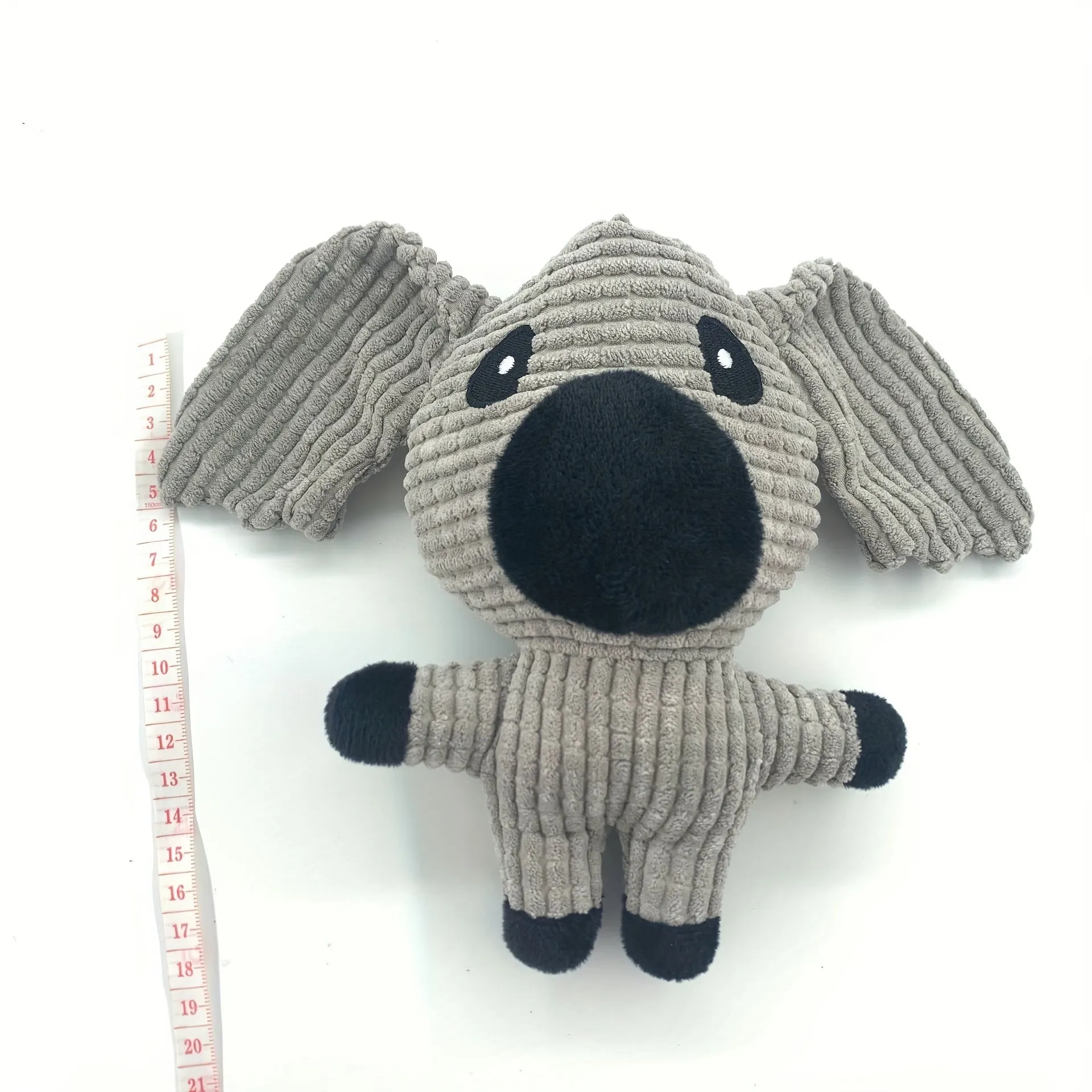 Animal-shaped plush dog chew toy with squeaker in multiple colour options