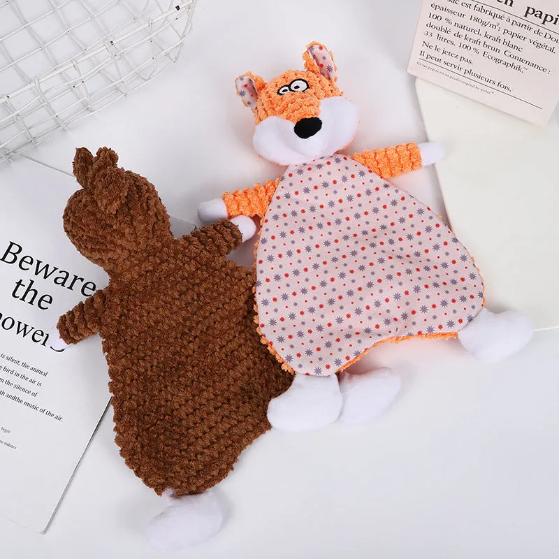 Fox elephant squeaky plush pet toy for cats and dogs in brown colour