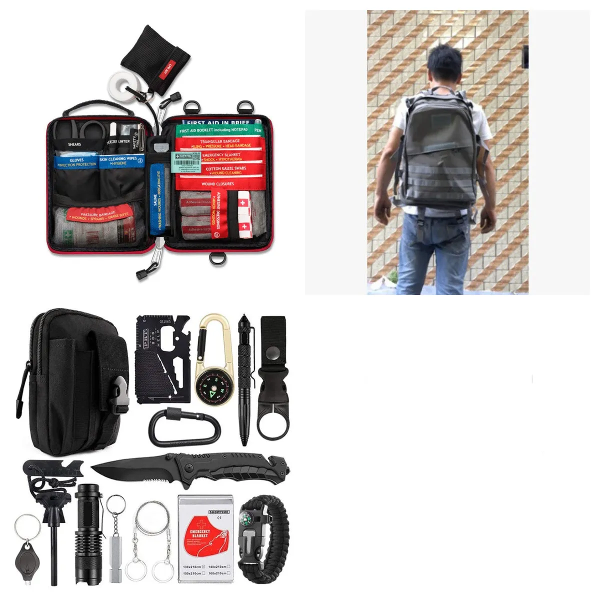 Outdoor camping multi-function survival tool compact 17.5x12x6cm self-defence SOS equipment