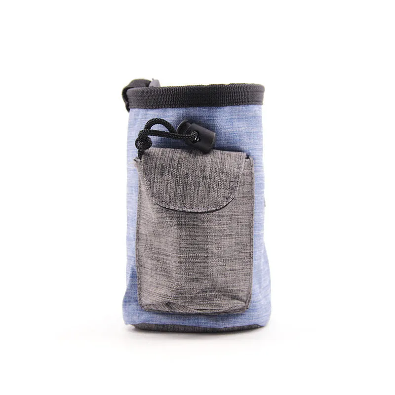 Pet out of the food bag airtight container in blue colour with scoop and closed lid