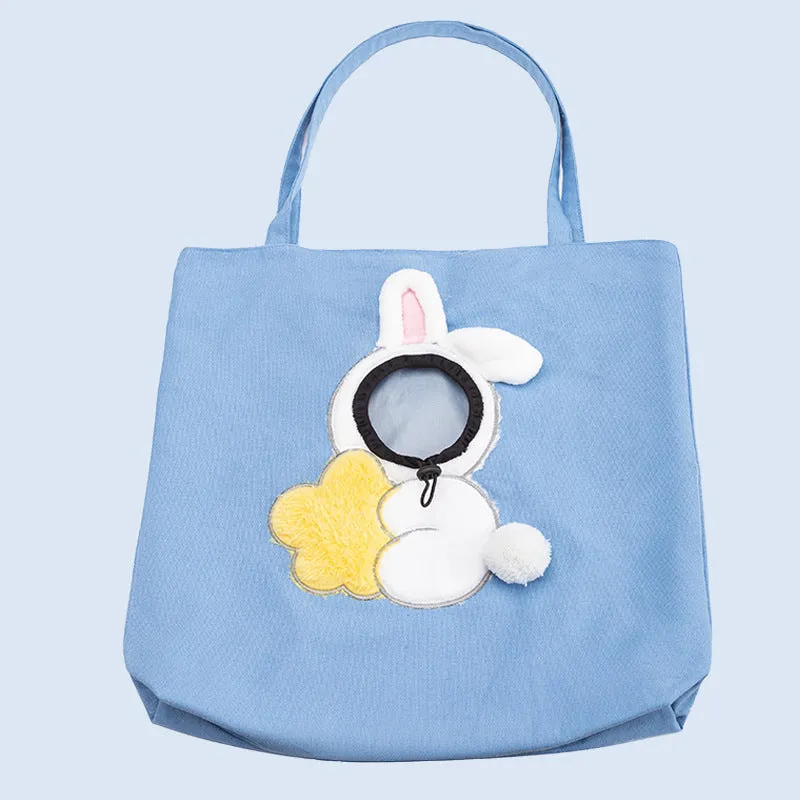 Little Bee Design canvas pet carrier shoulder bag with safety zippers and 3D animal pattern