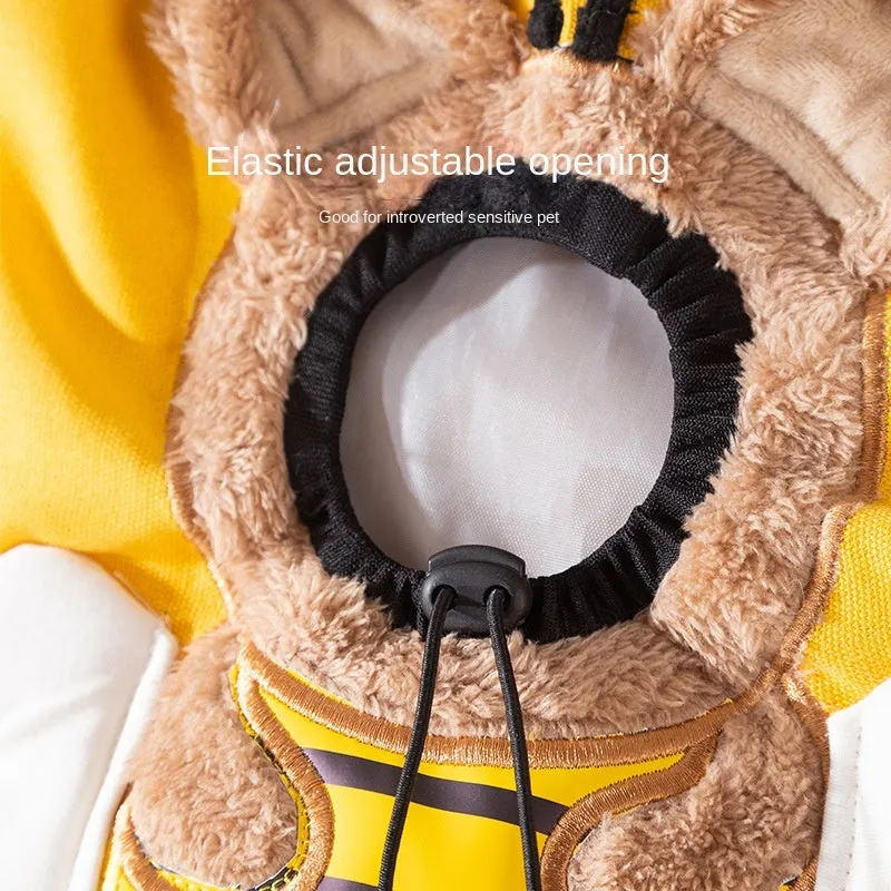 Little Bee Design canvas pet carrier shoulder bag with safety zippers and 3D animal pattern