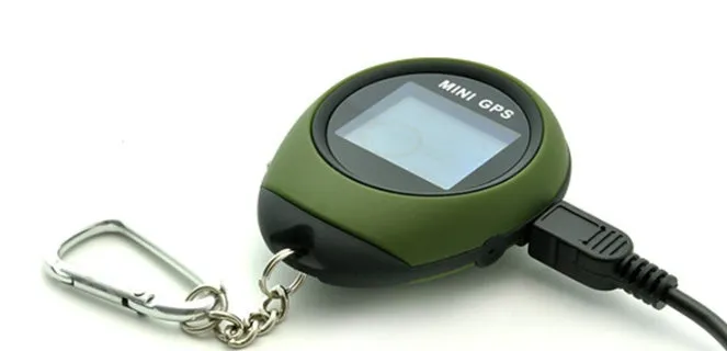 Mini GPS multi-function locator handheld outdoor tracker with matte finish in green 65x52x21mm