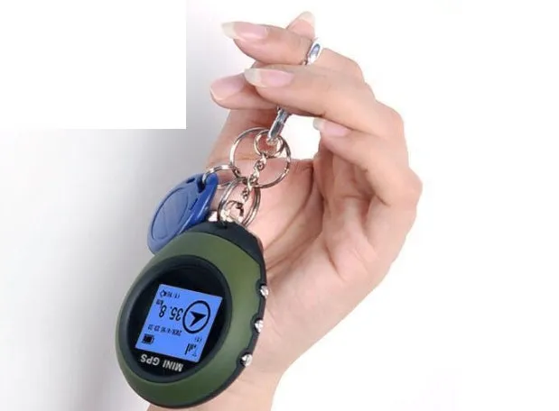 Mini GPS multi-function locator handheld outdoor tracker with matte finish in green 65x52x21mm