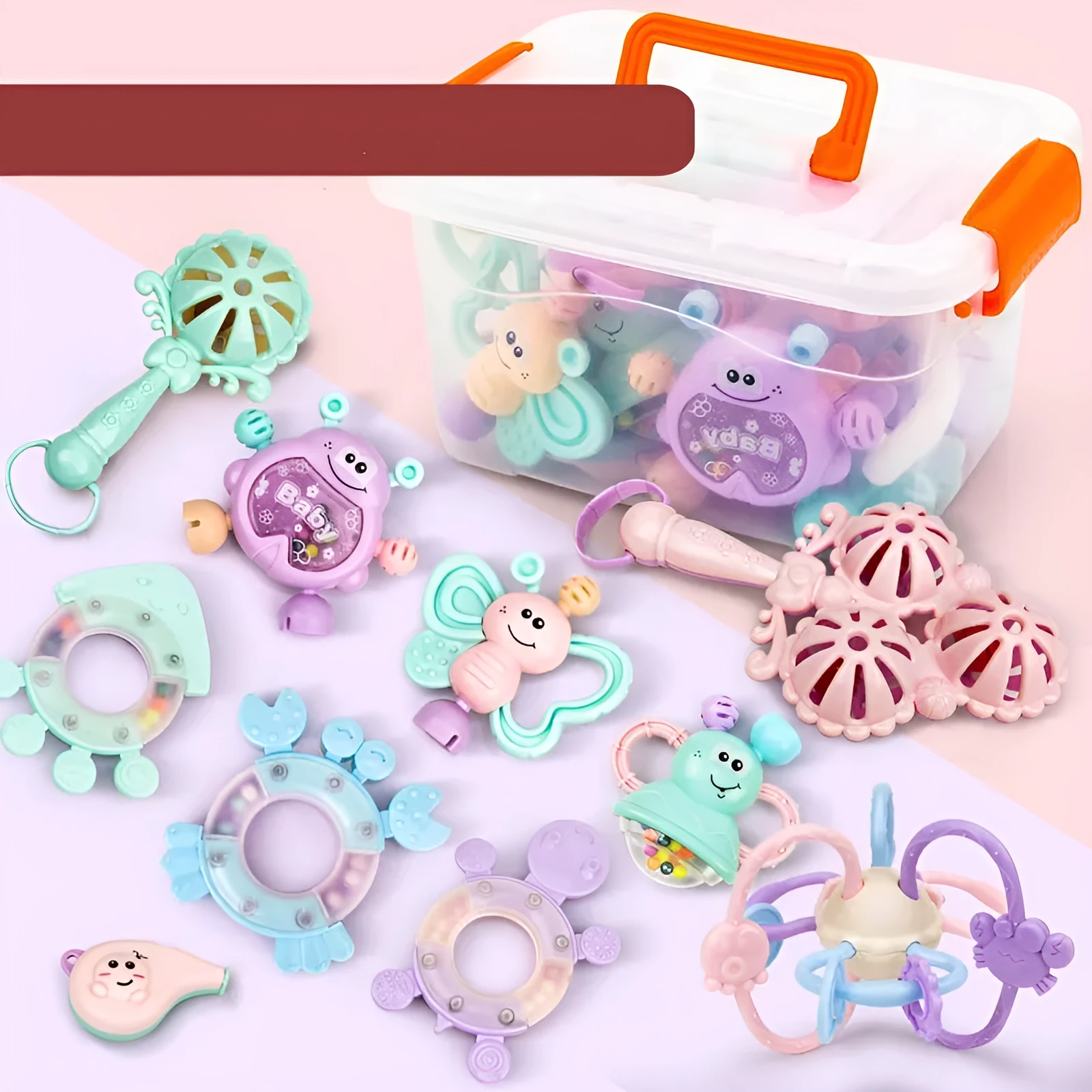 Baby Early Education Comfort Toy Plastic Sensory Development Toy for Infants 0-3 Years Vision Grasping Hand-Eye Coordination Interest Cultivation 6 Styles 480g-680g