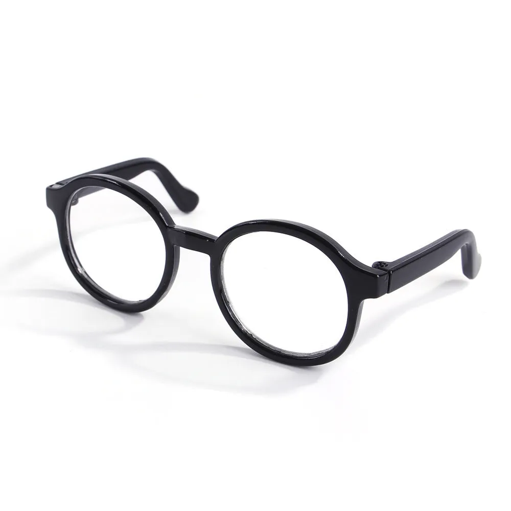Plastic transparent cat glasses in seven colour options including black, pink, and leopard print