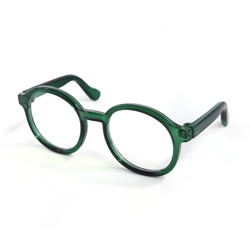 Plastic transparent cat glasses in seven colour options including black, pink, and leopard print