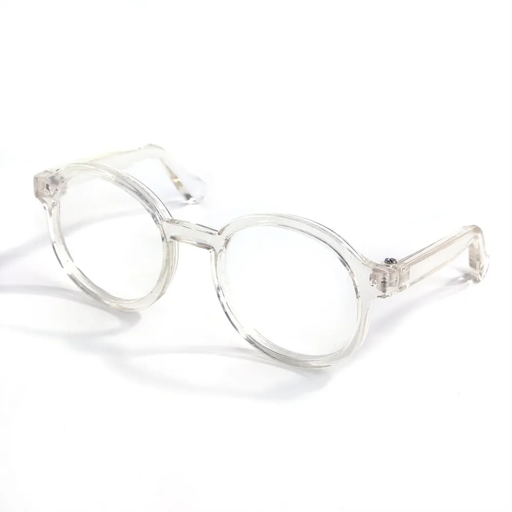 Plastic transparent cat glasses in seven colour options including black, pink, and leopard print