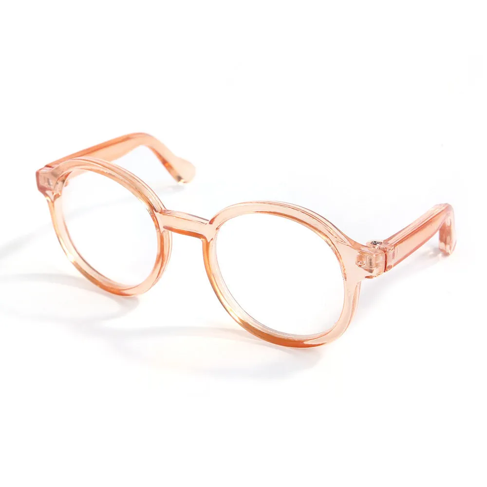 Plastic transparent cat glasses in seven colour options including black, pink, and leopard print