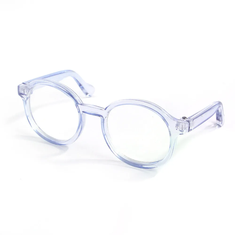 Plastic transparent cat glasses in seven colour options including black, pink, and leopard print